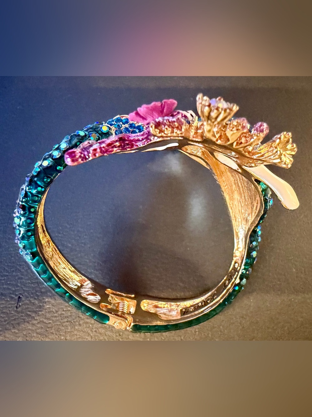 Betsey Johnson Teal, Gold & Pink Mermaid Cuff Bracelet - Picture 4 of 6